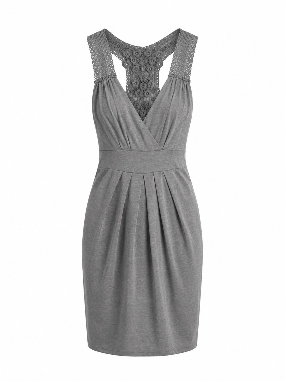 Vintage Gray Crochet  Mini Dress Small Sleeveless Y2K Early 2000s Boho